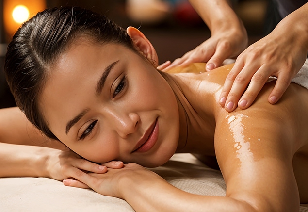 A therapist massaging a shoulder