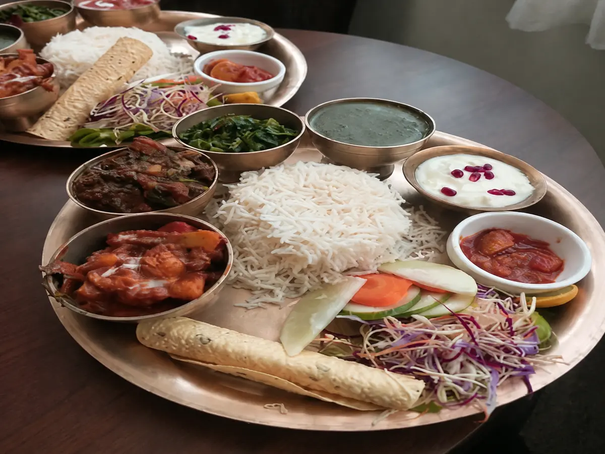 Healthy vegetarian lunch served at Elixir Ayurveda