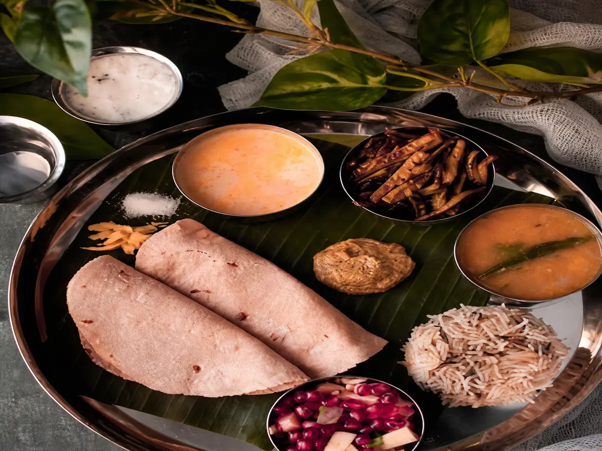 Traditional vegetarian morning meal at Elixir Ayurveda